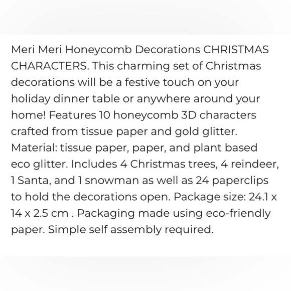 NEW 10 pieces  Meri-Meri honeycomb holiday paper decorations, nothing missing - Picture 14 of 17